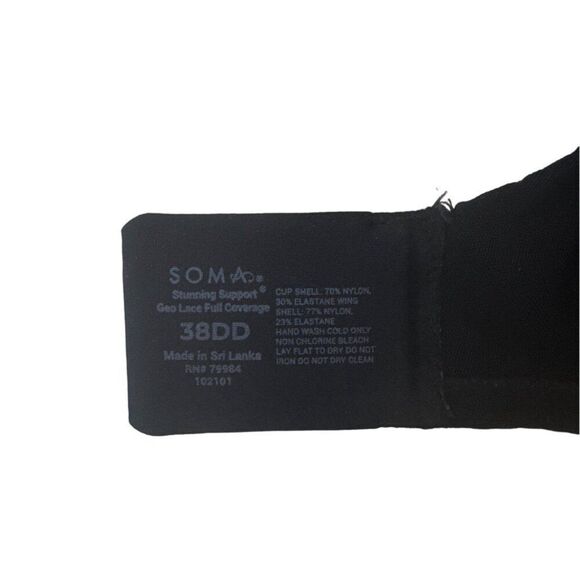 Soma Stunning Support Geo Lace Full Coverage Bra 38DD Black & Beige - Picture 3 of 4